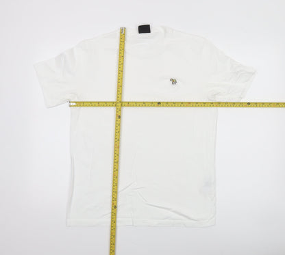 Paul Smith Men's White Cotton Zebra Embroidered T-Shirt Size M