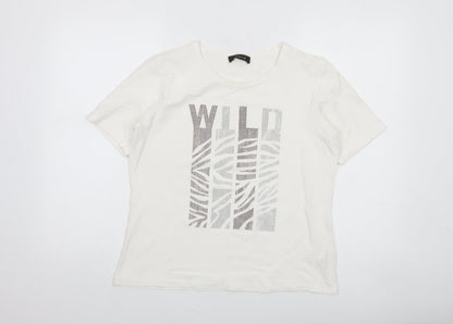 Icona Womens White Rhinestone 'Wild' T-Shirt Size 16