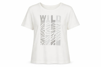 Icona Womens White Rhinestone 'Wild' T-Shirt Size 16