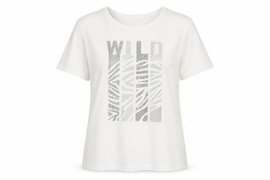 Icona Womens White Rhinestone 'Wild' T-Shirt Size 16