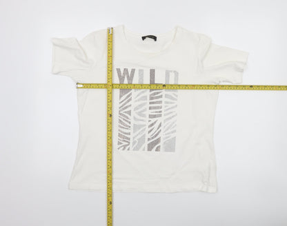 Icona Womens White Rhinestone 'Wild' T-Shirt Size 16
