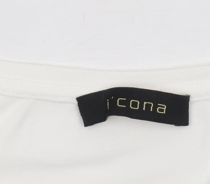 Icona Womens White Rhinestone 'Wild' T-Shirt Size 16
