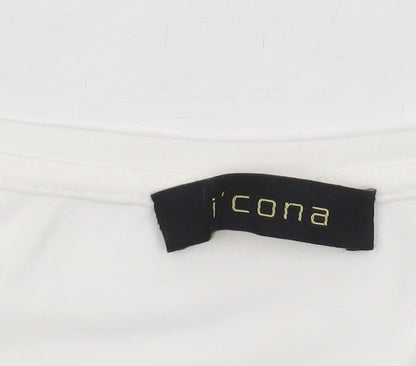 Icona Womens White Rhinestone 'Wild' T-Shirt Size 16