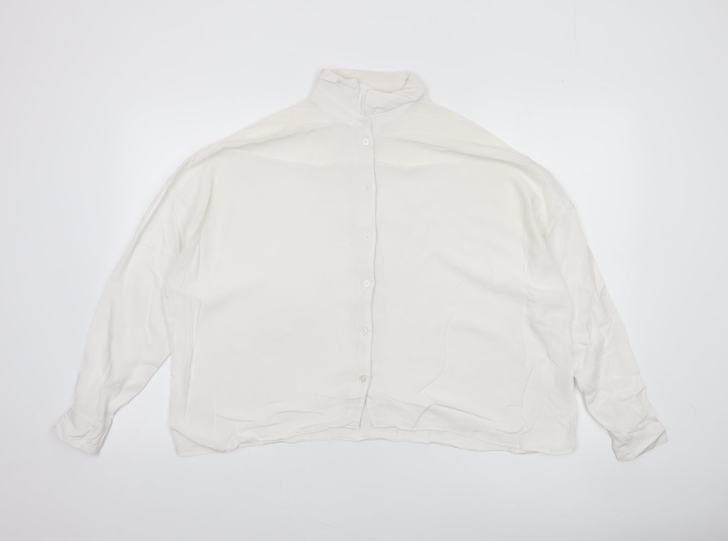 ASOS Women’s White Viscose Long Sleeve Button-Up Shirt Size 10