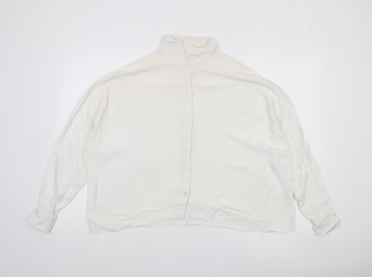 ASOS Women’s White Viscose Long Sleeve Button-Up Shirt Size 10