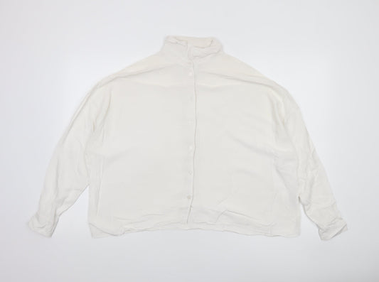 ASOS Women’s White Viscose Long Sleeve Button-Up Shirt Size 10