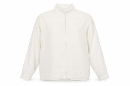 Front view of ASOS Women’s White Viscose Long Sleeve Button-Up Shirt, size UK 10