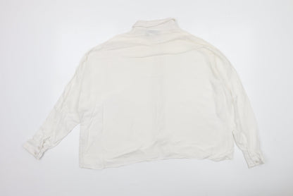 ASOS Women’s White Viscose Long Sleeve Button-Up Shirt Size 10