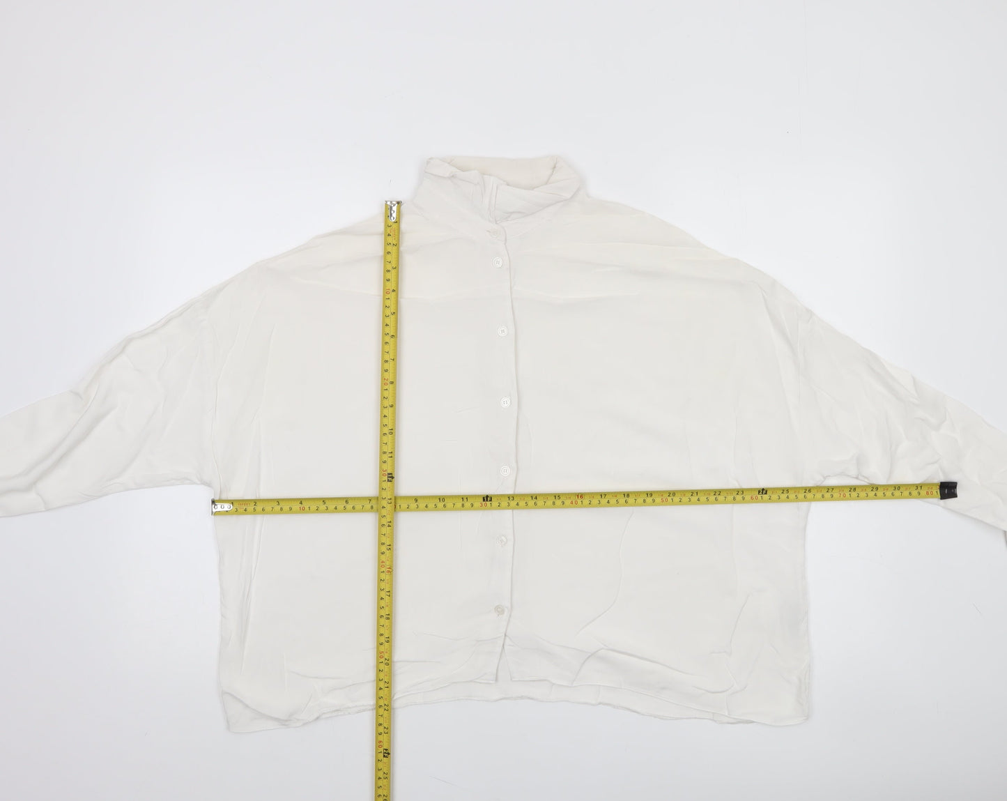 ASOS Women’s White Viscose Long Sleeve Button-Up Shirt Size 10