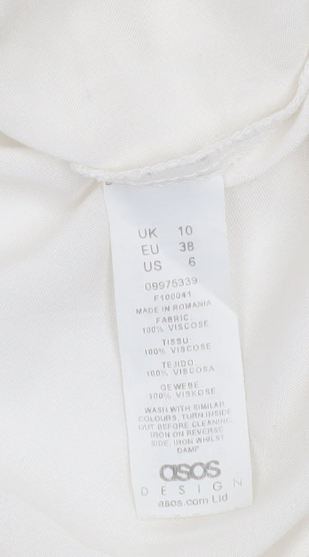 ASOS Women’s White Viscose Long Sleeve Button-Up Shirt Size 10