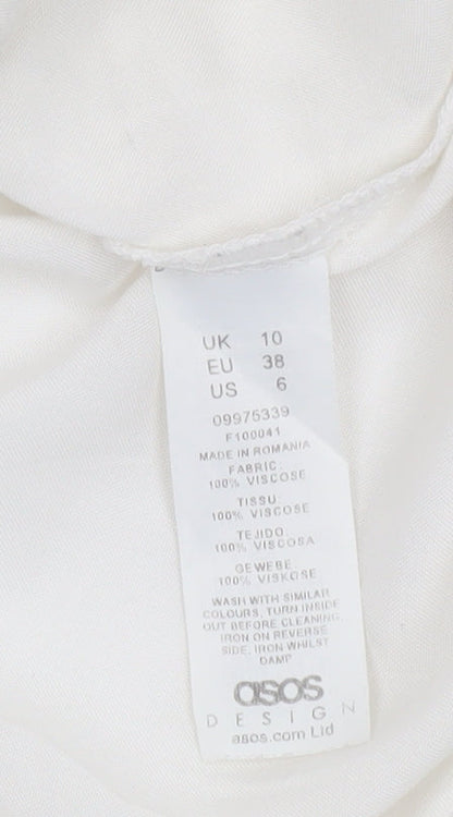 ASOS Women’s White Viscose Long Sleeve Button-Up Shirt Size 10