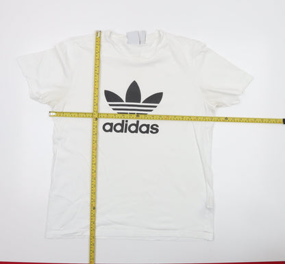Adidas Men's White Large Trefoil Logo T-Shirt Short Sleeve Cotton