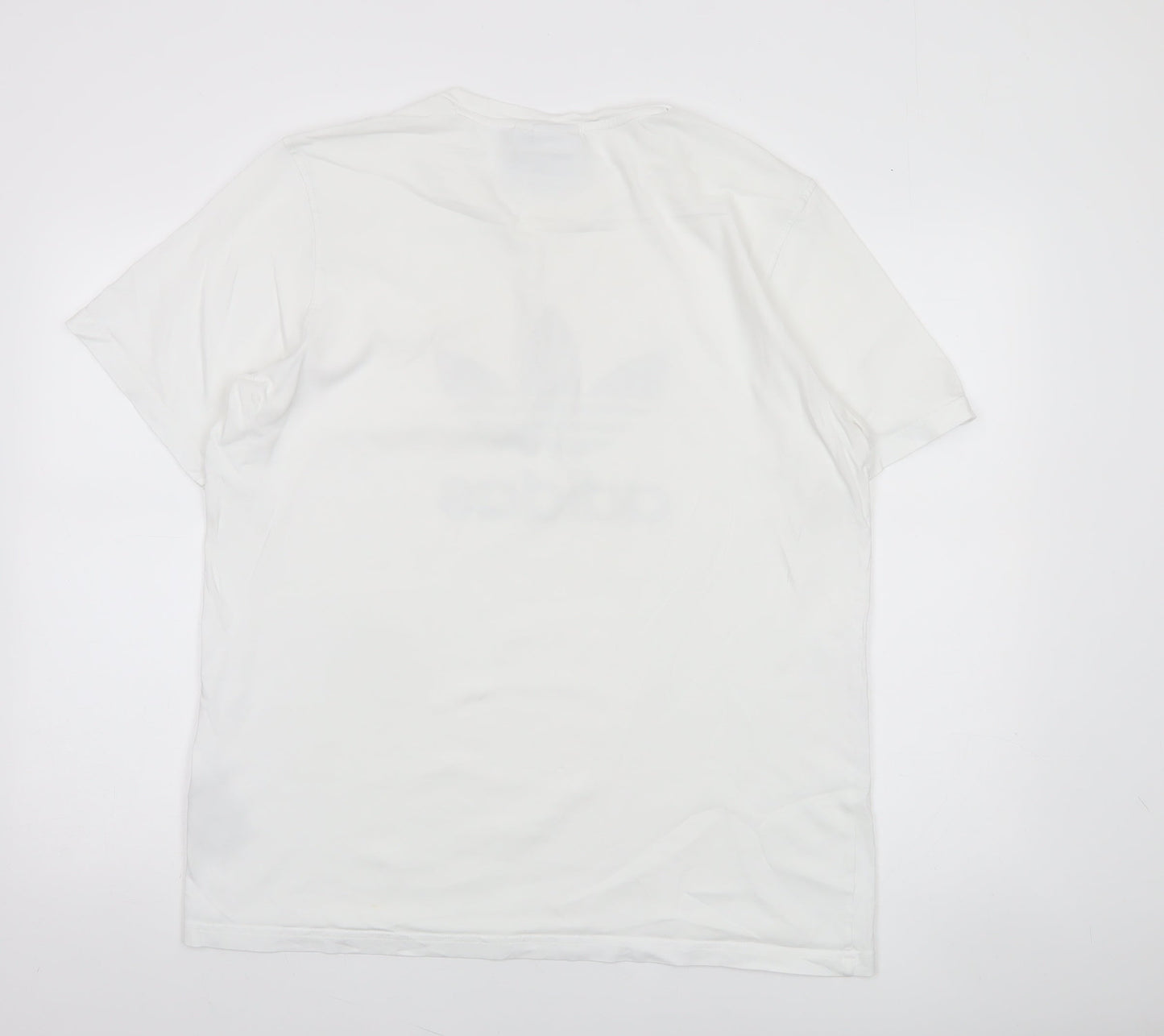 Adidas Men's White Large Trefoil Logo T-Shirt Short Sleeve Cotton