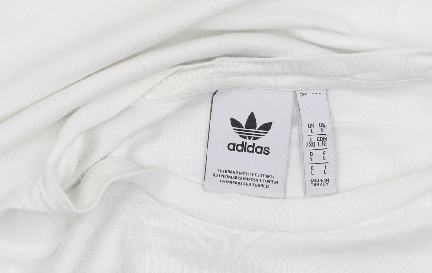 Adidas Men's White Large Trefoil Logo T-Shirt Short Sleeve Cotton