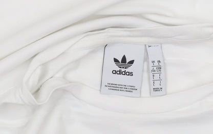 Adidas Men's White Large Trefoil Logo T-Shirt Short Sleeve Cotton