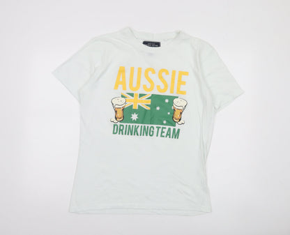 Tweed River Men's White M Aussie Drinking Team Graphic Cotton T-Shirt
