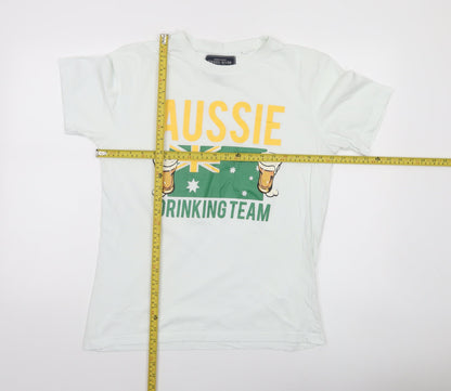 Tweed River Men's White M Aussie Drinking Team Graphic Cotton T-Shirt