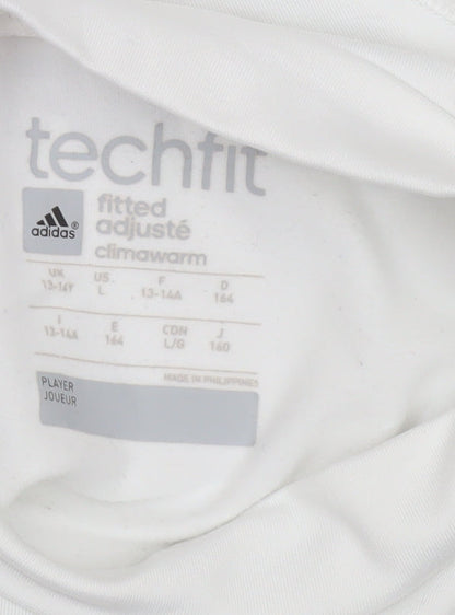 Adidas Boys White Techfit Climalite Long Sleeve Compression Top 13-14 Years