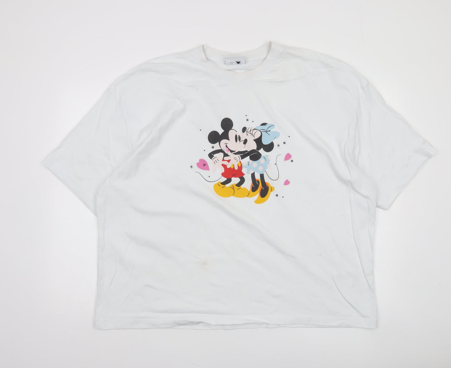 ASOS Women White 2XL Disney Mickey Minnie Relaxed Cotton T-Shirt