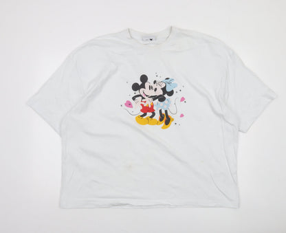 ASOS Women White 2XL Disney Mickey Minnie Relaxed Cotton T-Shirt
