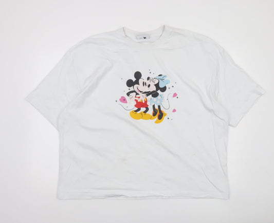 ASOS Women White 2XL Disney Mickey Minnie Relaxed Cotton T-Shirt