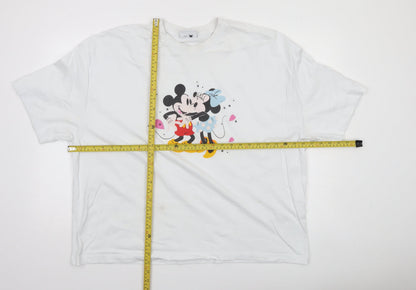 ASOS Women White 2XL Disney Mickey Minnie Relaxed Cotton T-Shirt