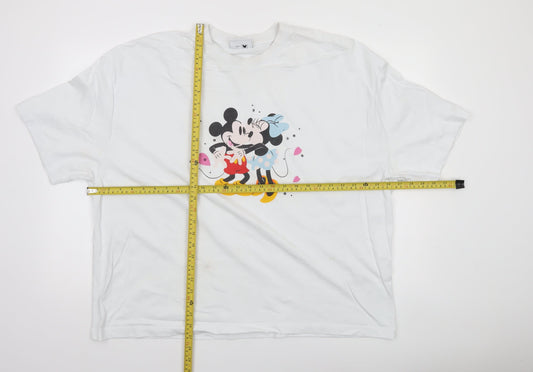 ASOS Women White 2XL Disney Mickey Minnie Relaxed Cotton T-Shirt