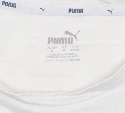 Puma Men’s White Small Logo Cotton Crew Neck Short Sleeve T-Shirt