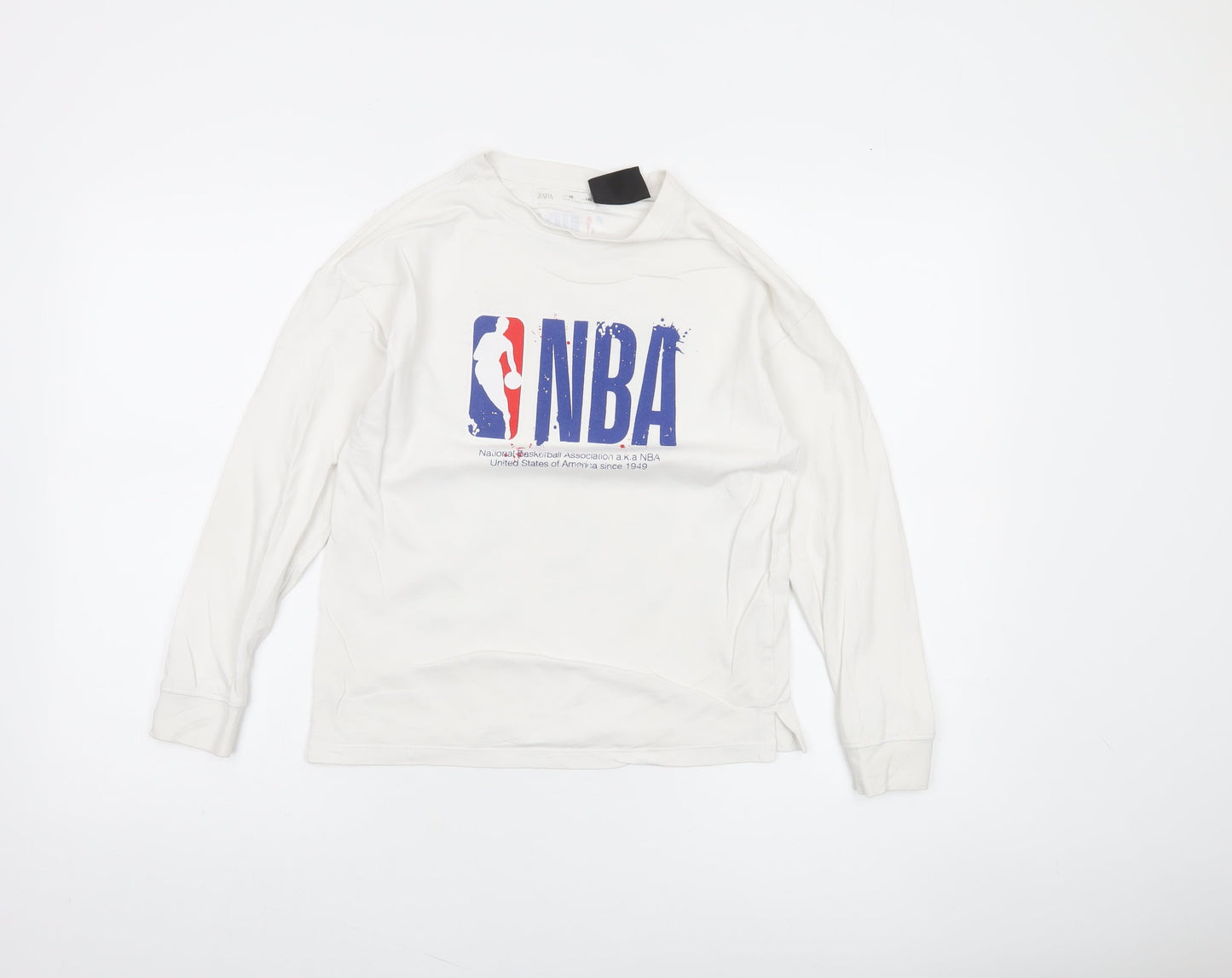 Zara Boys White NBA Long Sleeve Cotton T-Shirt Size 10 Years