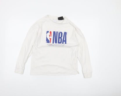 Zara Boys White NBA Long Sleeve Cotton T-Shirt Size 10 Years