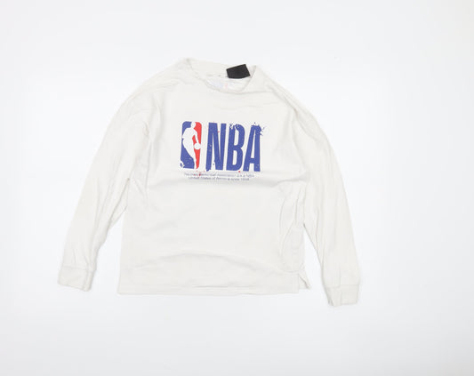 Zara Boys White NBA Long Sleeve Cotton T-Shirt Size 10 Years
