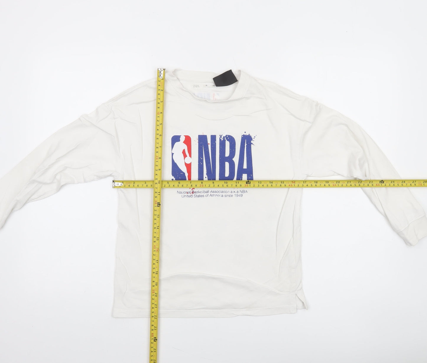 Zara Boys White NBA Long Sleeve Cotton T-Shirt Size 10 Years