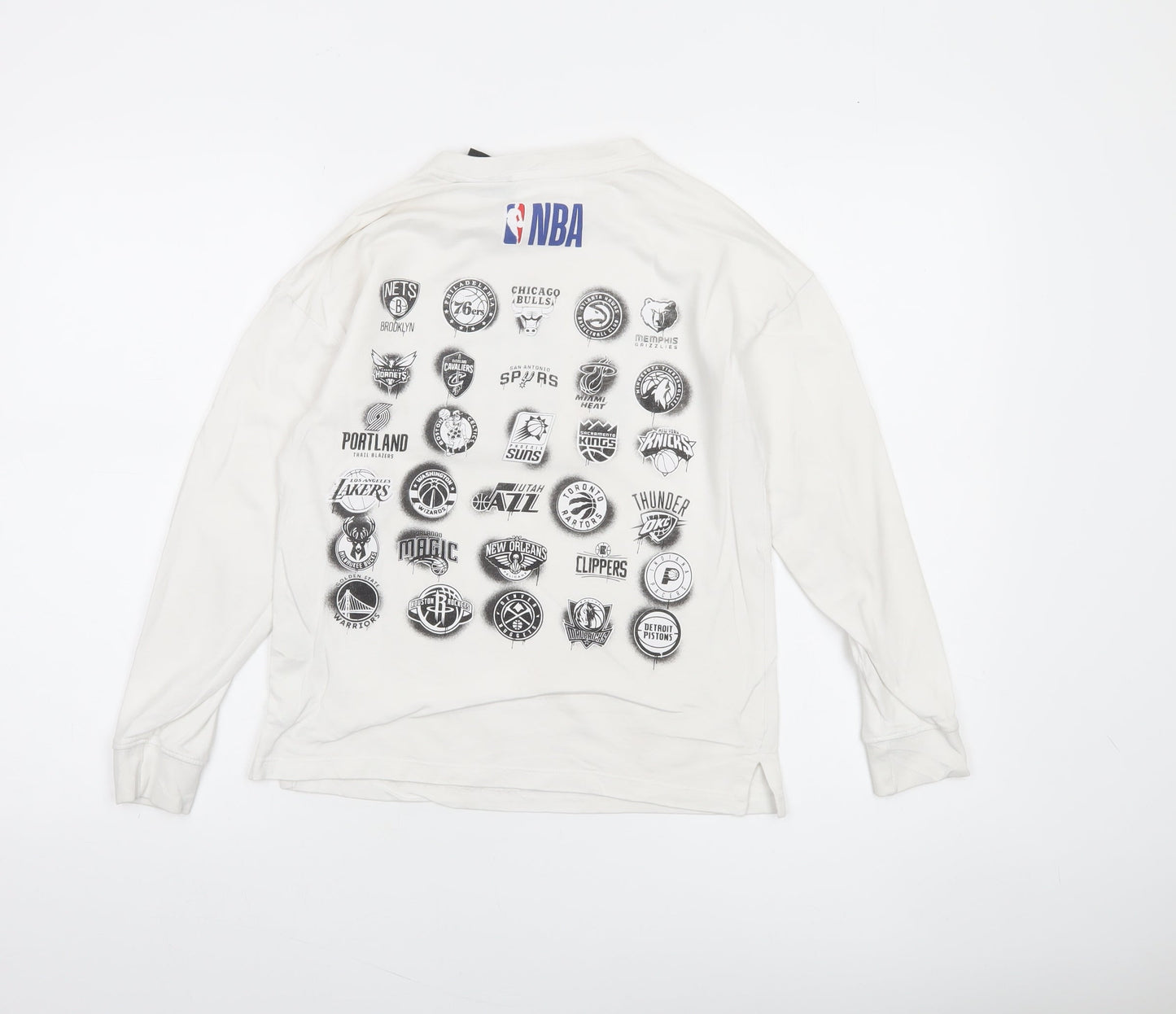 Zara Boys White NBA Long Sleeve Cotton T-Shirt Size 10 Years
