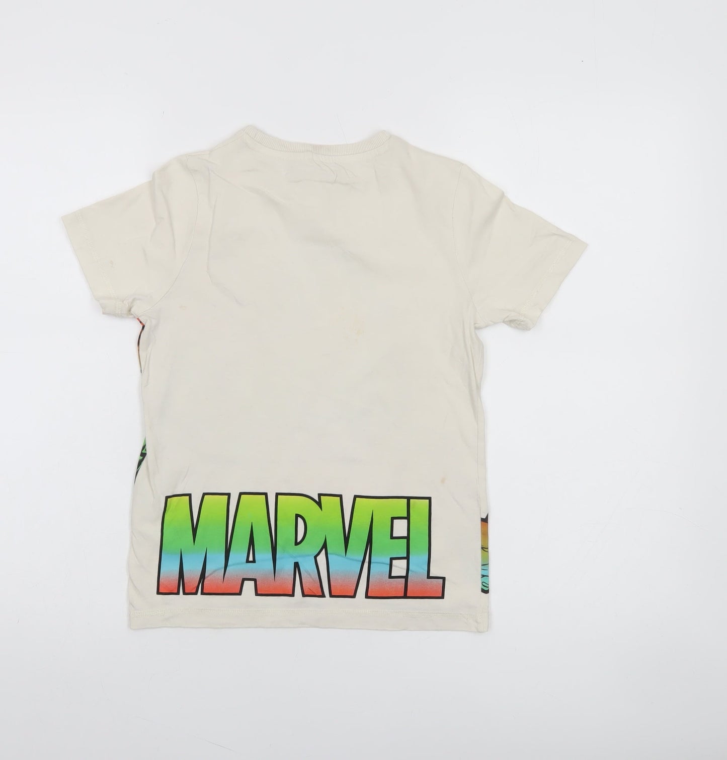 Marvel George Boys Beige Avengers Superhero Graphic Cotton T-Shirt 7-8 Years