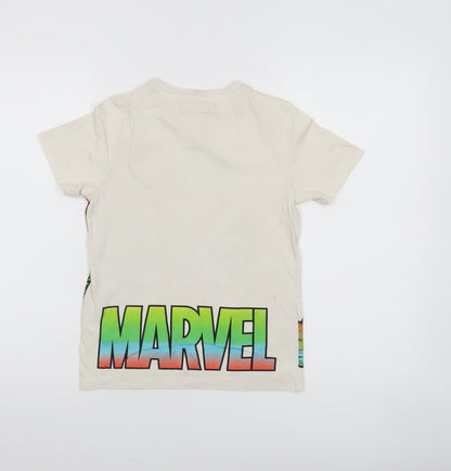 Marvel George Boys Beige Avengers Superhero Graphic Cotton T-Shirt 7-8 Years