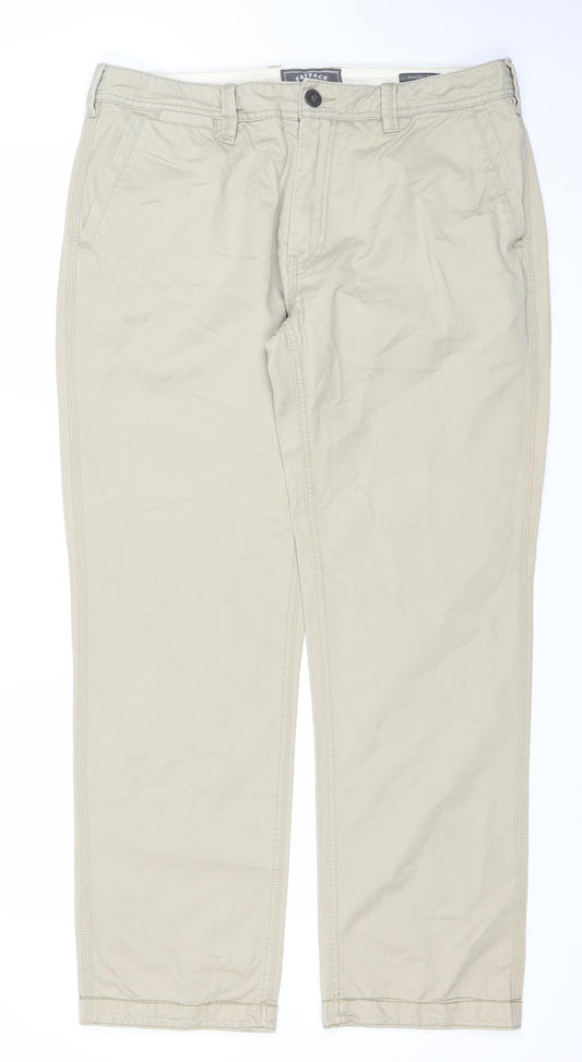 FatFace Men's Beige Chino Trousers 36R Regular Fit Cotton