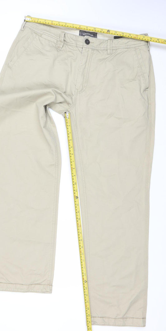 FatFace Men's Beige Chino Trousers 36R Regular Fit Cotton