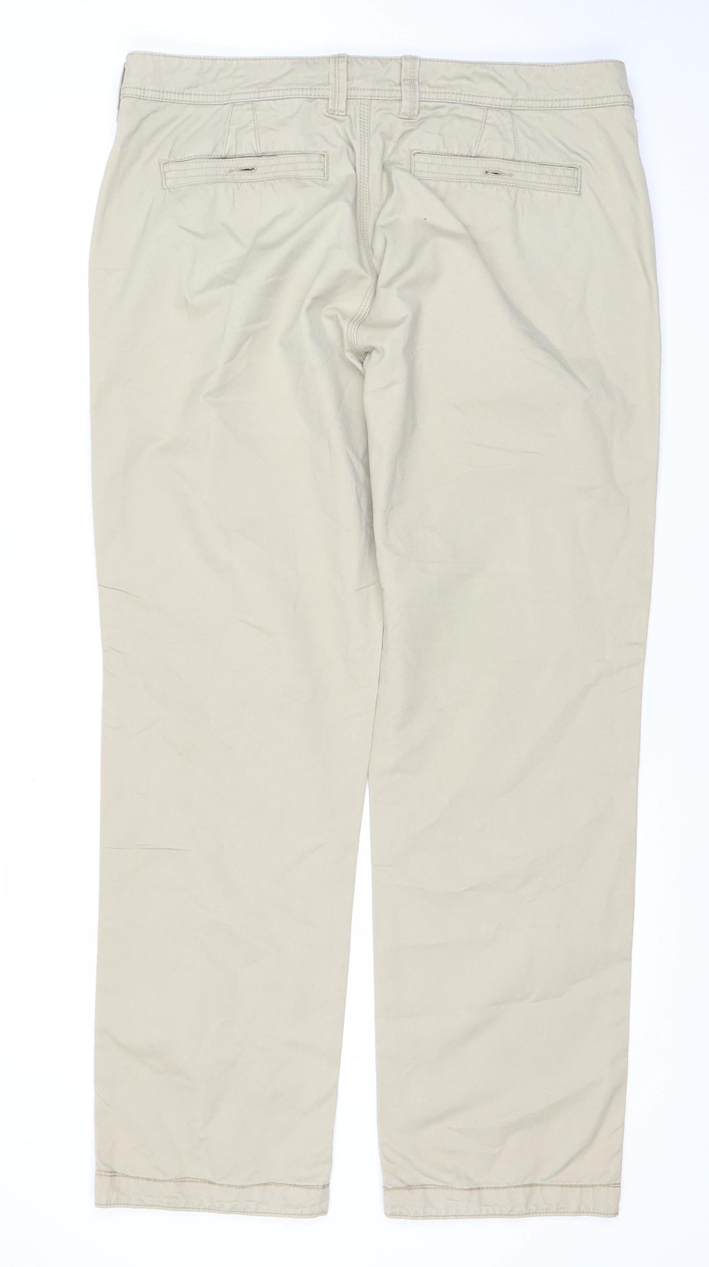 FatFace Men's Beige Chino Trousers 36R Regular Fit Cotton