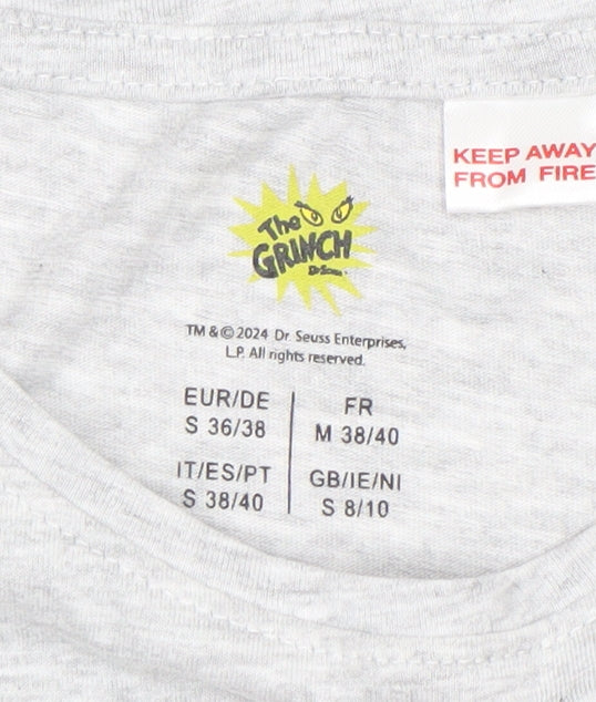 Women's The Grinch Grey Long Sleeve Christmas Nightshirt Size 8
