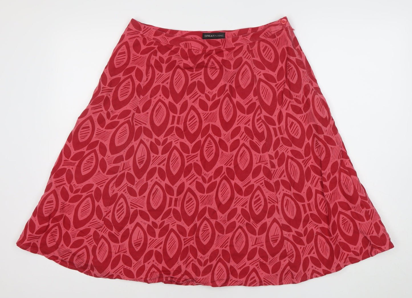 Great Plains Womens Red Geometric A-Line Midi Skirt Size 12