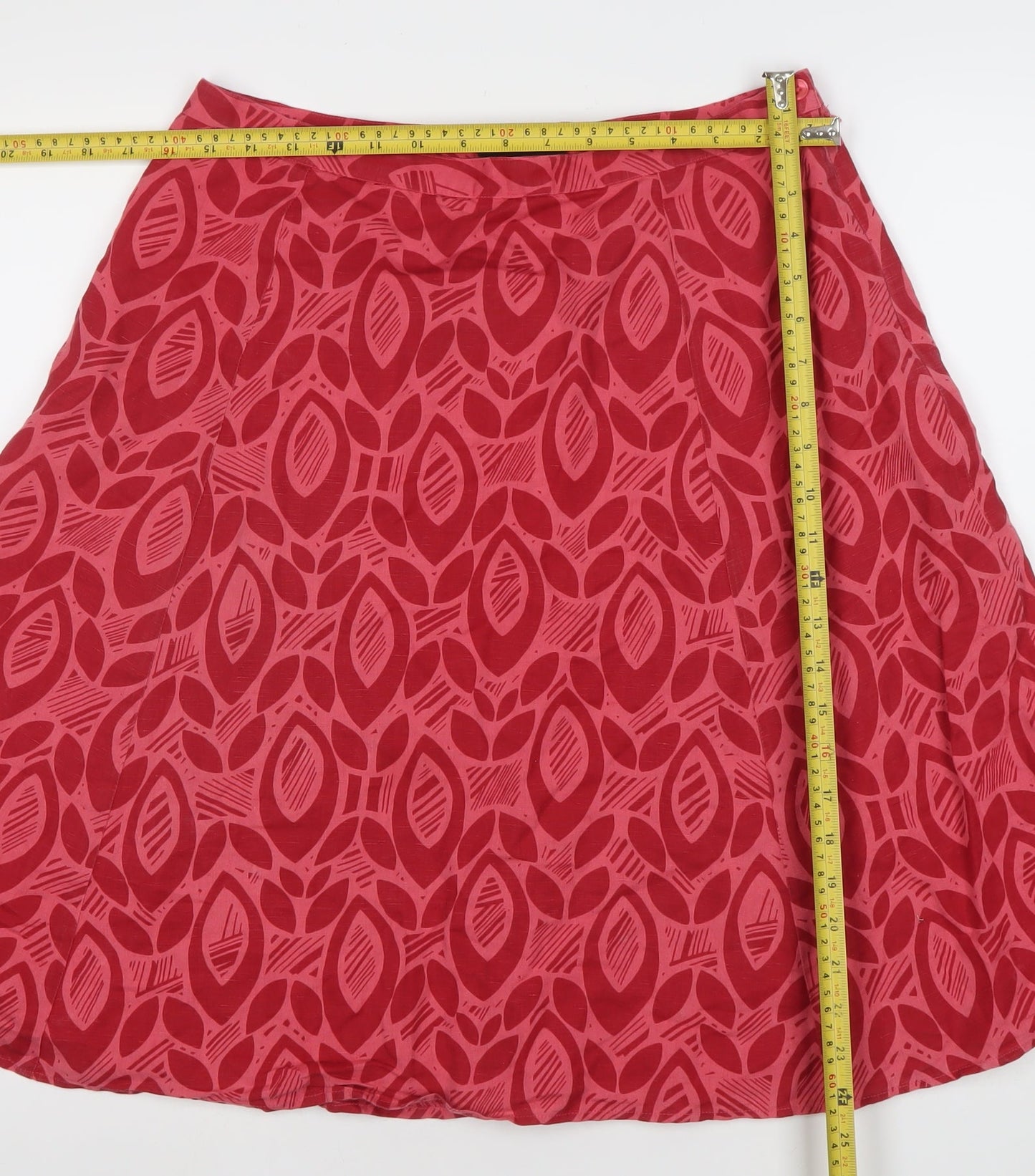 Great Plains Womens Red Geometric A-Line Midi Skirt Size 12