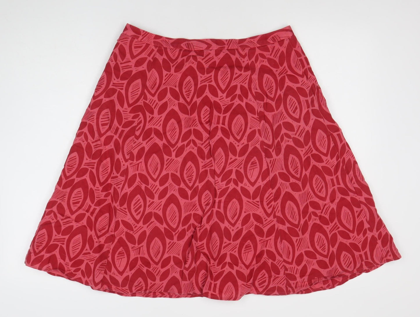Great Plains Womens Red Geometric A-Line Midi Skirt Size 12