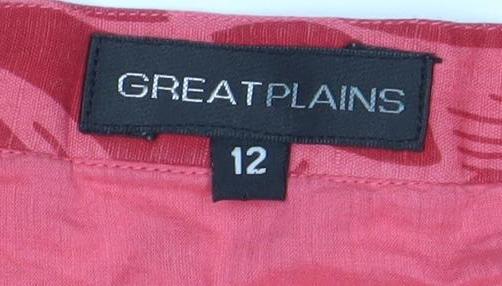Great Plains Womens Red Geometric A-Line Midi Skirt Size 12
