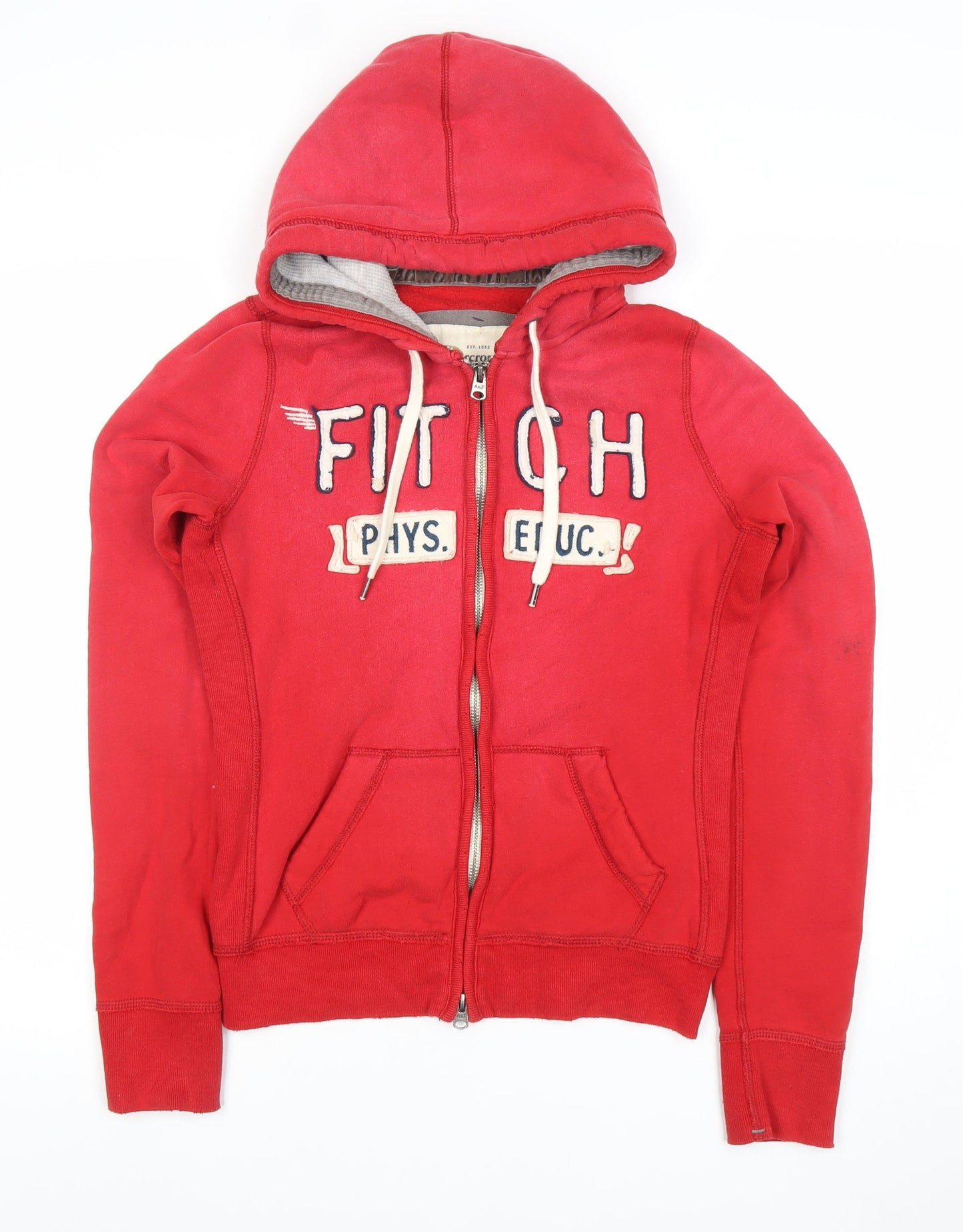 Abercrombie & Fitch Womens Red Full Zip Hoodie Size M Cotton Blend
