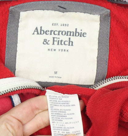 Abercrombie & Fitch Womens Red Full Zip Hoodie Size M Cotton Blend