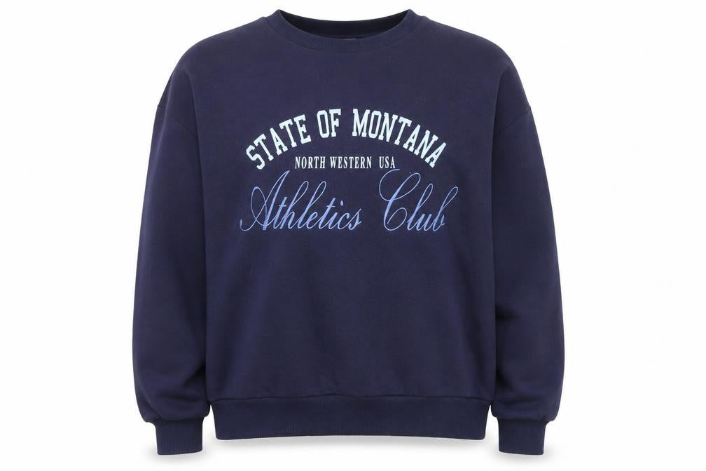 Front view of Papaya Women Navy Blue Pullover Sweatshirt S Crew Neck Cotton Blend