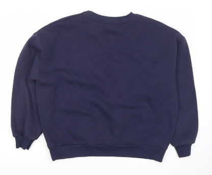 Papaya Women Navy Blue Pullover Sweatshirt S Crew Neck Cotton Blend
