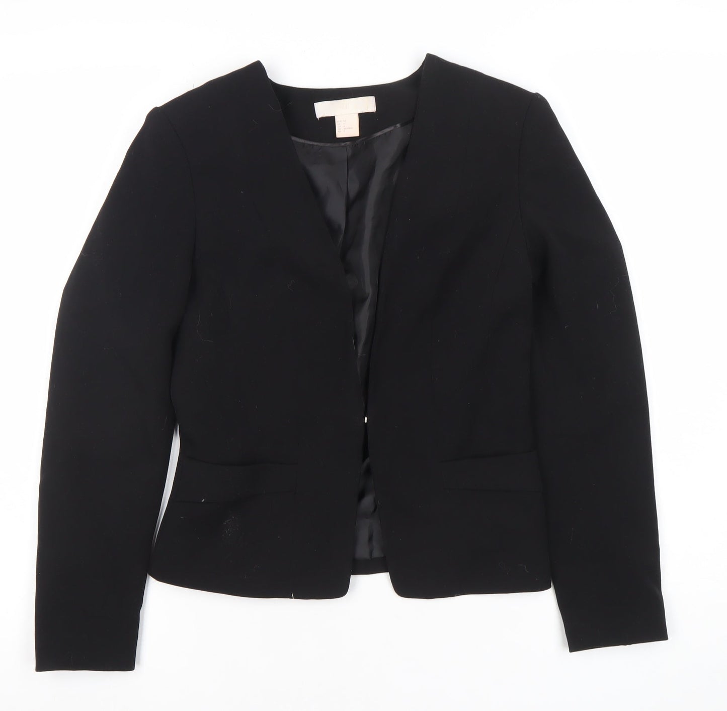 H&M Womens Black Fitted Blazer Jacket Size 6 Classic Workwear