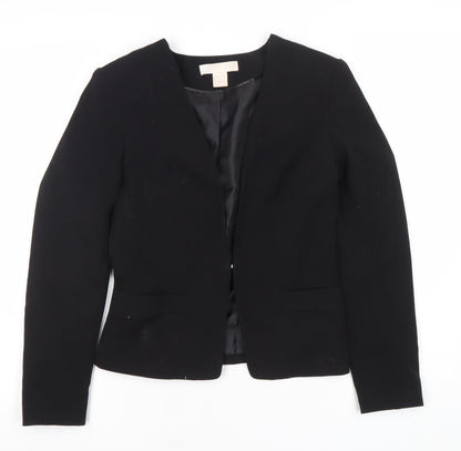 H&M Womens Black Fitted Blazer Jacket Size 6 Classic Workwear