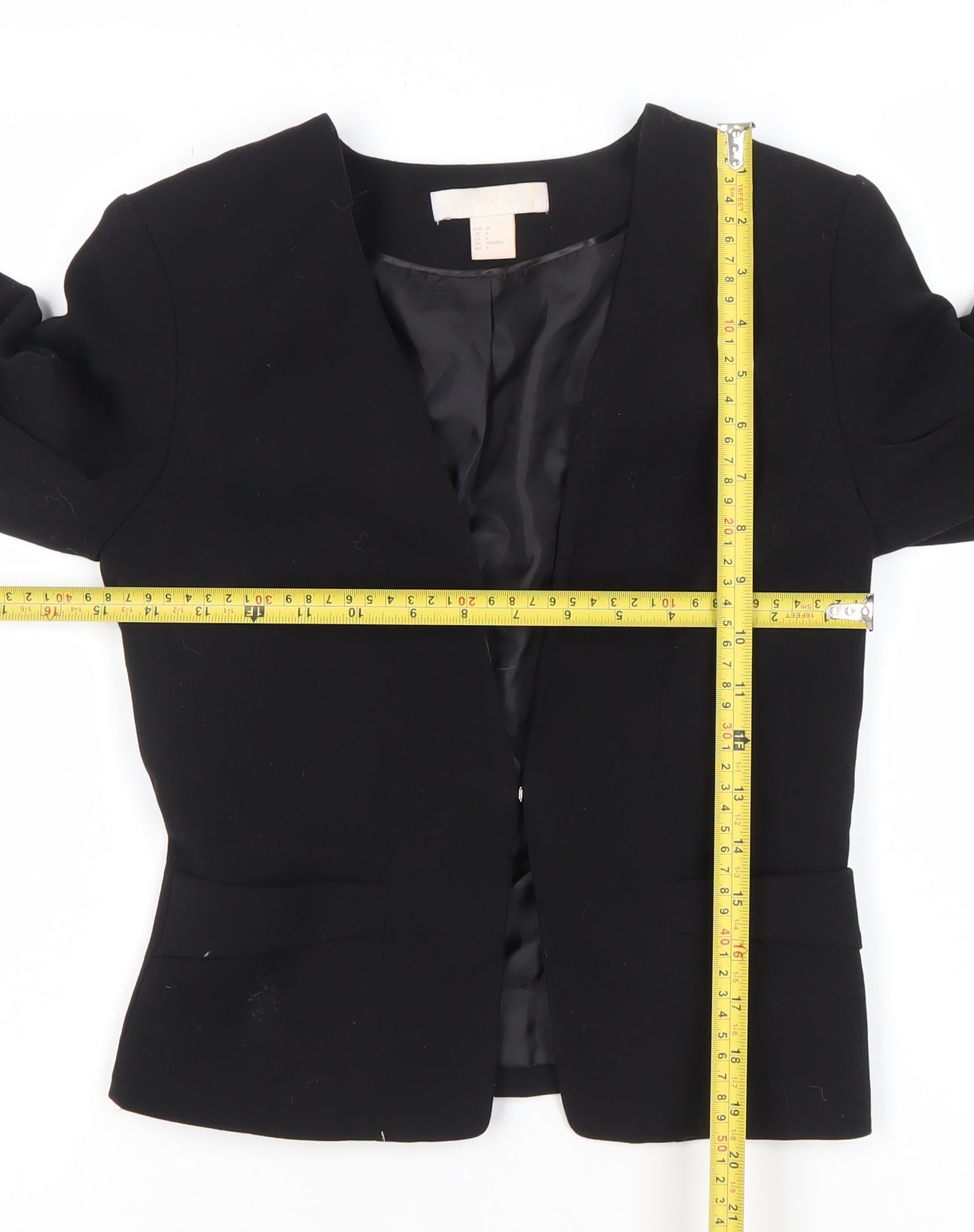 H&M Womens Black Fitted Blazer Jacket Size 6 Classic Workwear